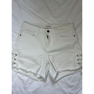 For The Republic Women's White Shorts Tie‎ Raw Hem Size 6/27